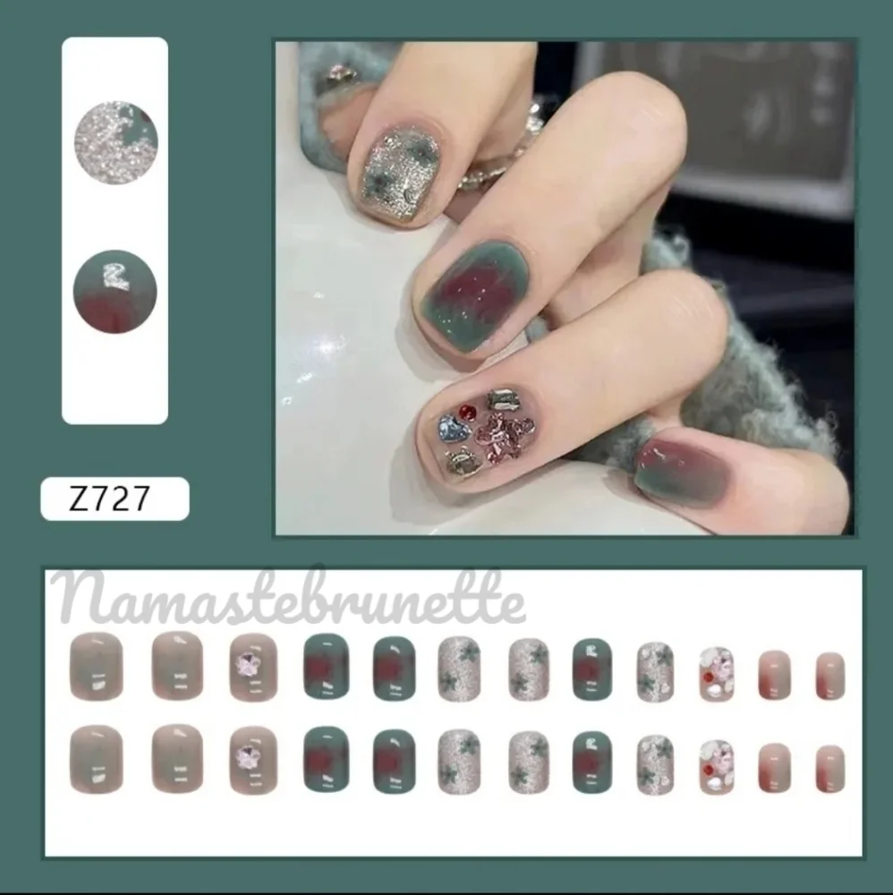 2/$16 3D Rhinestone Glitter Floral Press On Nails